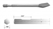 3" Wide Bent Chisel for 3/4" Hex Demo Shank